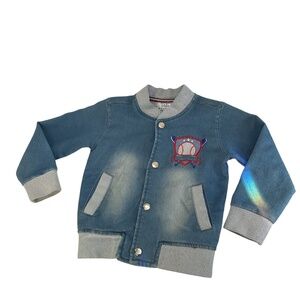 Baseball Theme Kids Denim Jacket Size 6